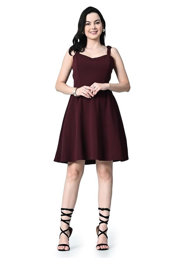 OWL MINK Women's Summer Sweatheart Neck Sleeveless, Fit and Flare Dress, Knee Length Dress,Beach/Party/Wedding Guest Dresses