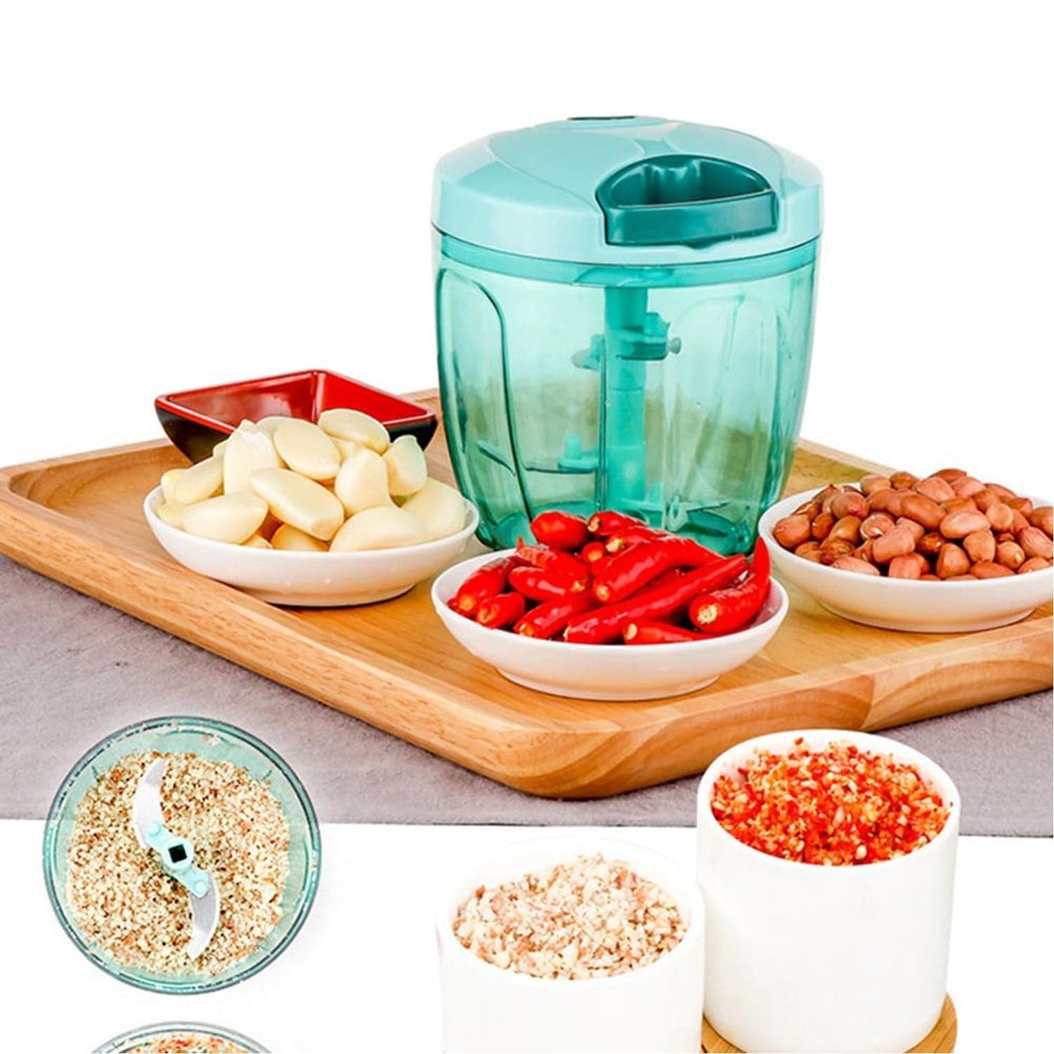 Manual Stainless Steel Compact Extra Sharp Hand Held Vegetable Chopper / Slicer with 5 Blades (750 ml) thumbnail 5