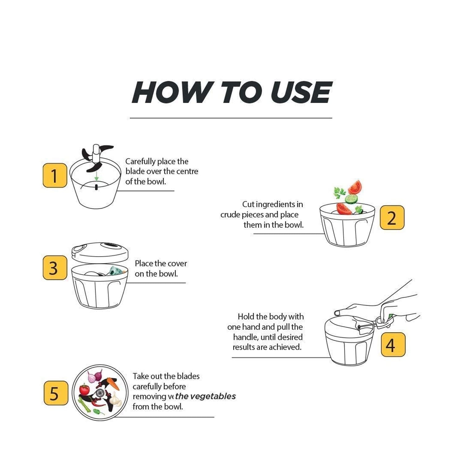 Manual Stainless Steel Compact Extra Sharp Hand Held Vegetable Chopper / Slicer with 5 Blades (750 ml) thumbnail 6
