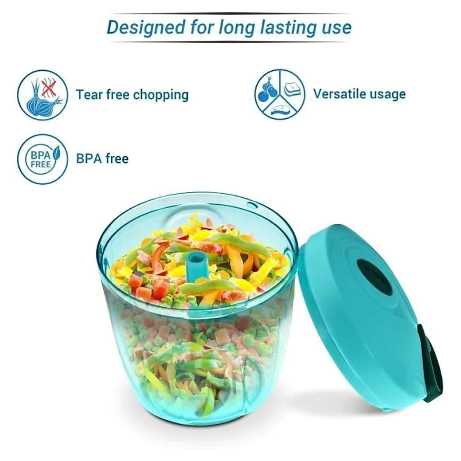 Manual Stainless Steel Compact Extra Sharp Hand Held Vegetable Chopper / Slicer with 5 Blades (750 ml) thumbnail 7