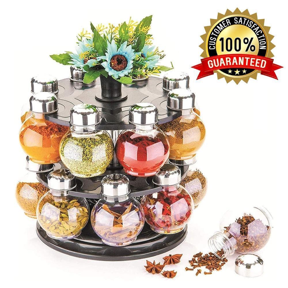 Multipurpose Revolving Plastic Spice Rack Set (16pcs) thumbnail 3