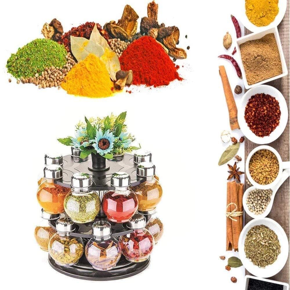 Multipurpose Revolving Plastic Spice Rack Set (16pcs) thumbnail 4