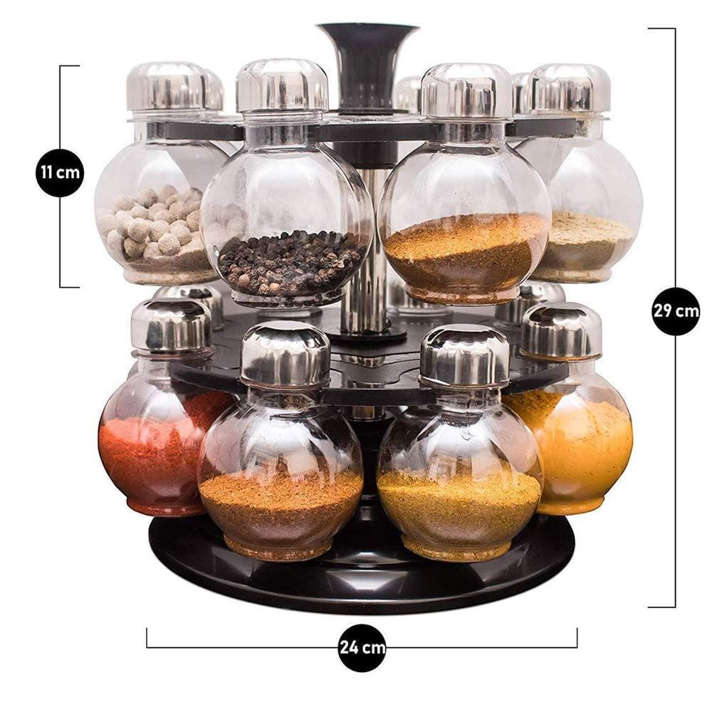 Multipurpose Revolving Plastic Spice Rack Set (16pcs) thumbnail 5