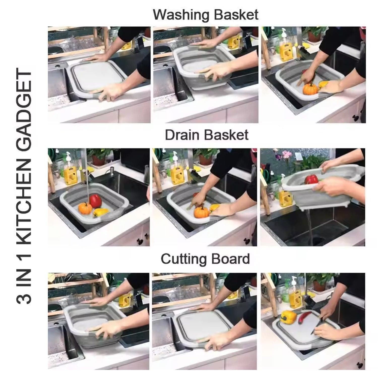 Collapsible Cutting Board with Dish Tub Basket thumbnail 4