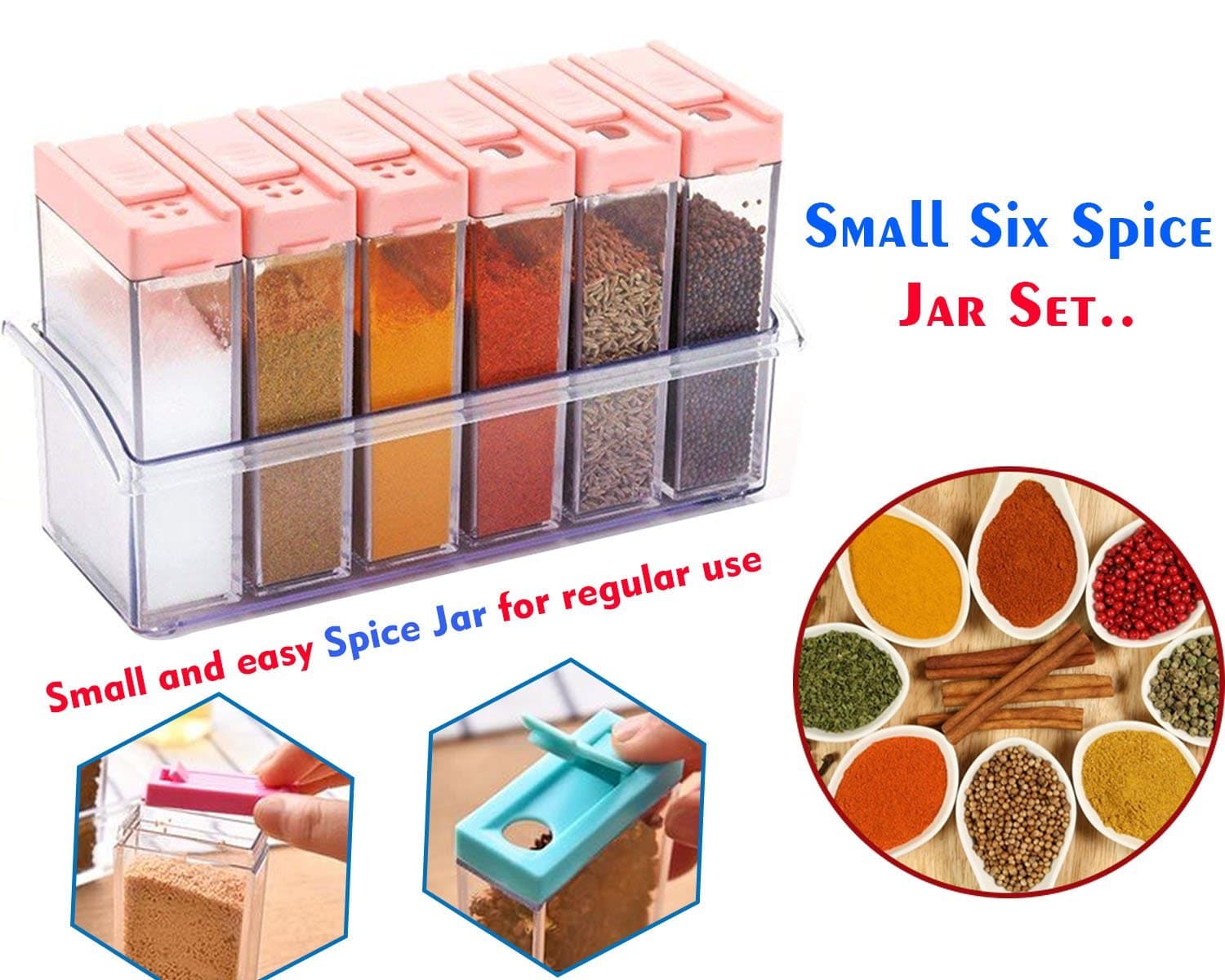 Plastic Spice Jars (6 pcs, 14x22x8cm, Multicolour) thumbnail 3