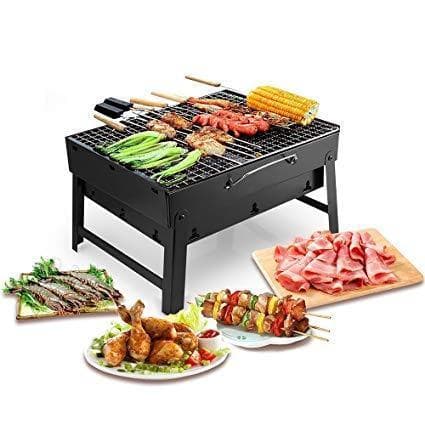 Folding Barbeque Charcoal Grill Oven (Black, Carbon Steel) thumbnail 3
