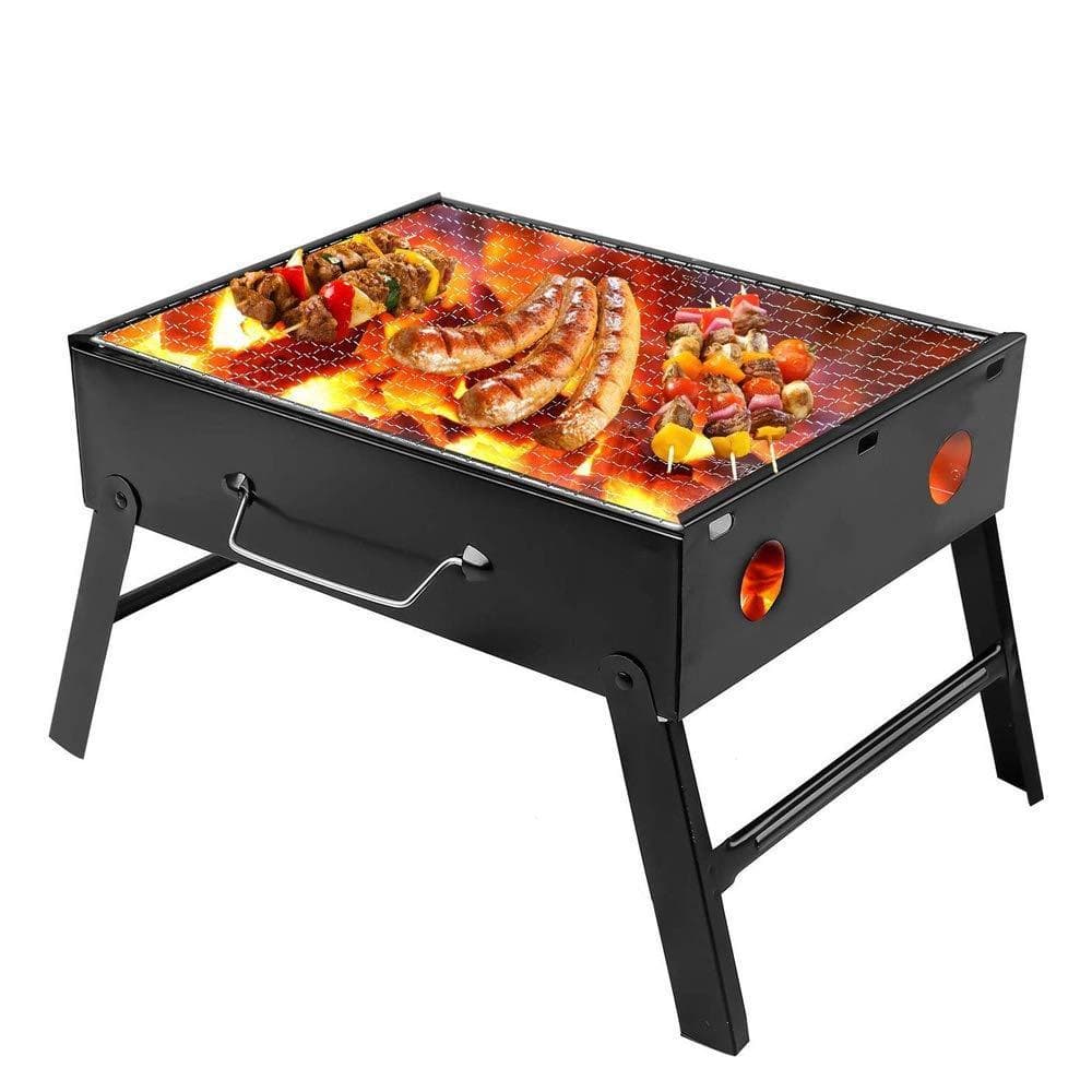 Folding Barbeque Charcoal Grill Oven (Black, Carbon Steel) thumbnail 4