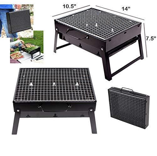 Folding Barbeque Charcoal Grill Oven (Black, Carbon Steel) thumbnail 5