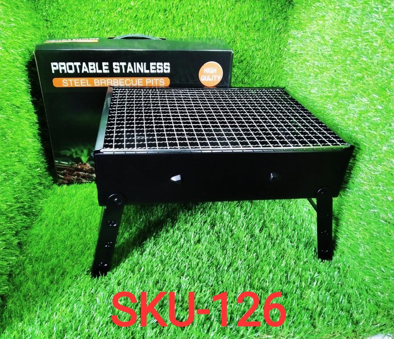 Folding Barbeque Charcoal Grill Oven (Black, Carbon Steel) thumbnail 7