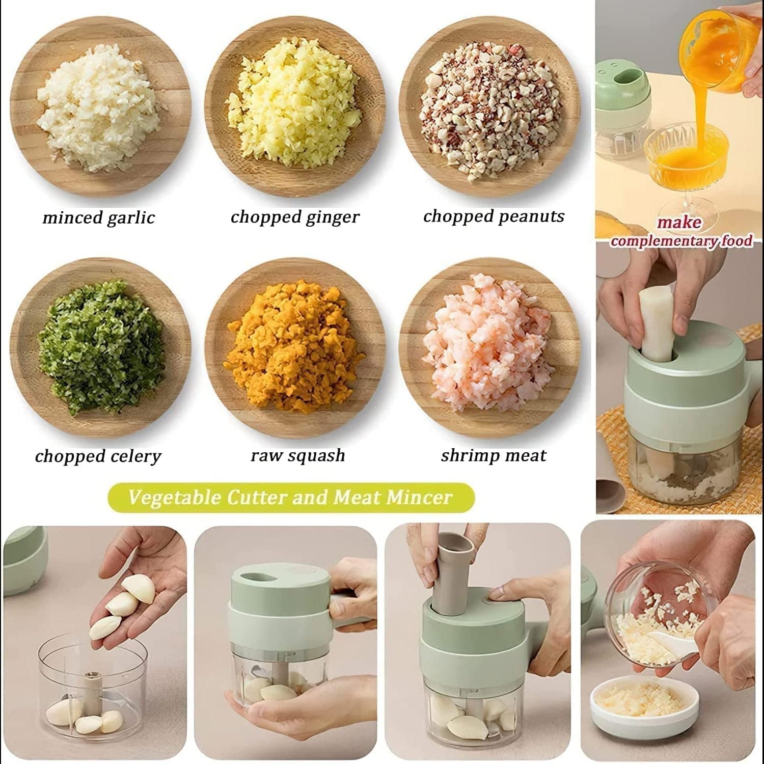 4 in 1 Electric Handheld Cooking Hammer Vegetable Cutter Set Electric Food Chopper Multifunction Vegetable Fruit Slicer thumbnail 7