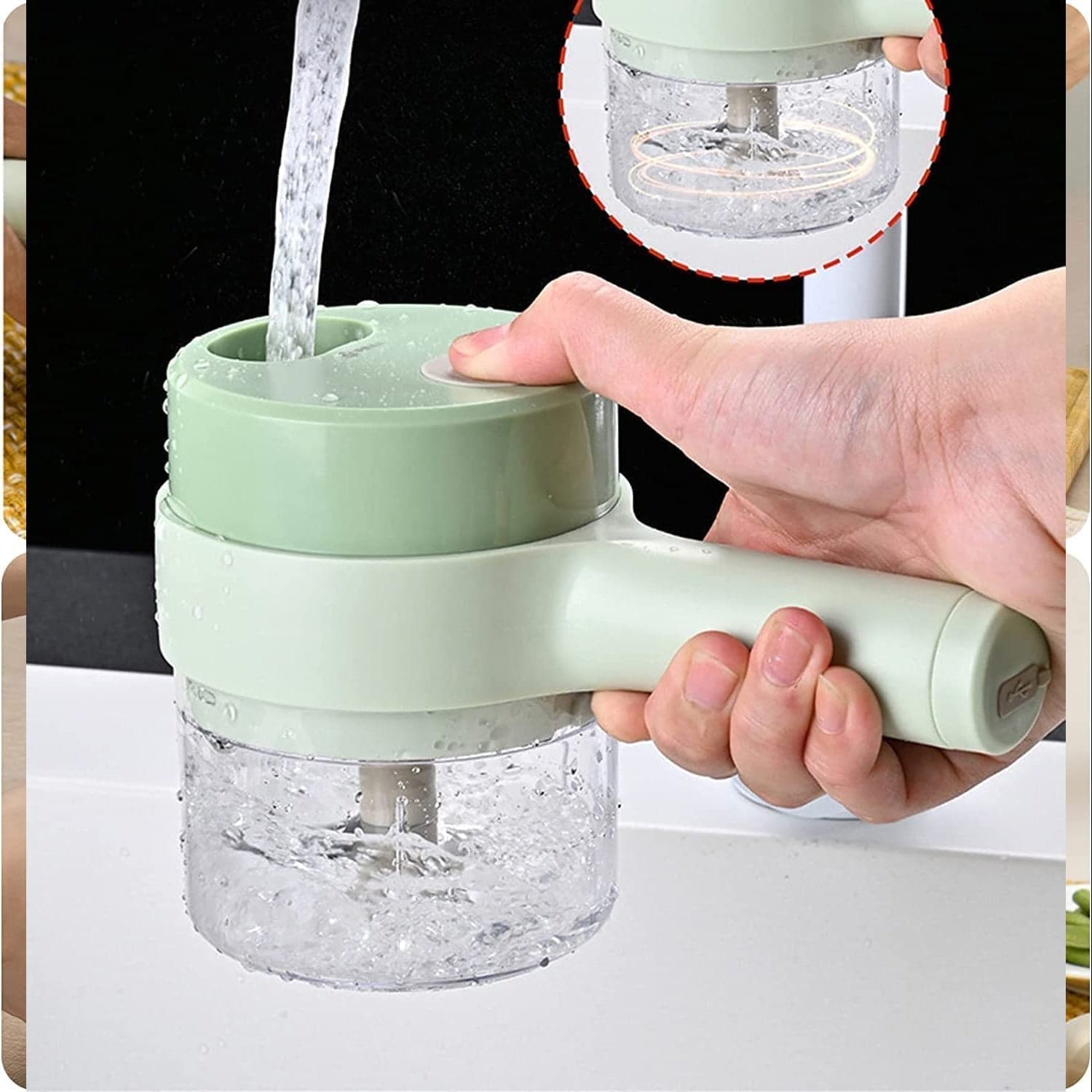 4 in 1 Electric Handheld Cooking Hammer Vegetable Cutter Set Electric Food Chopper Multifunction Vegetable Fruit Slicer thumbnail 10