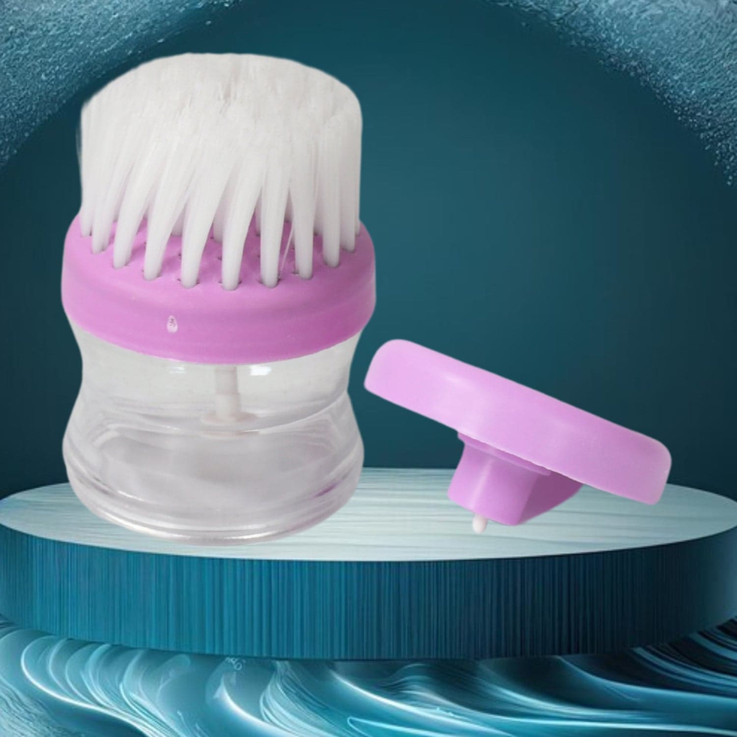 Plastic Wash Basin Brush Cleaner with Liquid Soap Dispenser (Multicolour) thumbnail 4