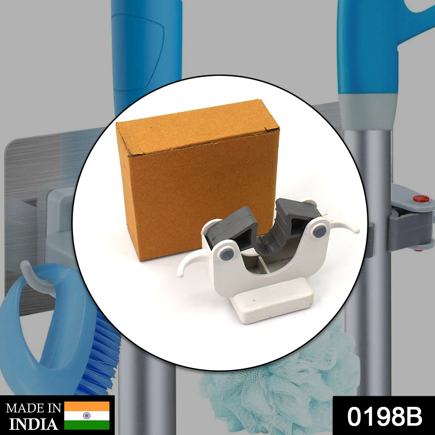 Invisible Mop Hanger used in all kinds of place like houses, offices, general stores for holding and hanging various mops and stuffs easily. thumbnail 2