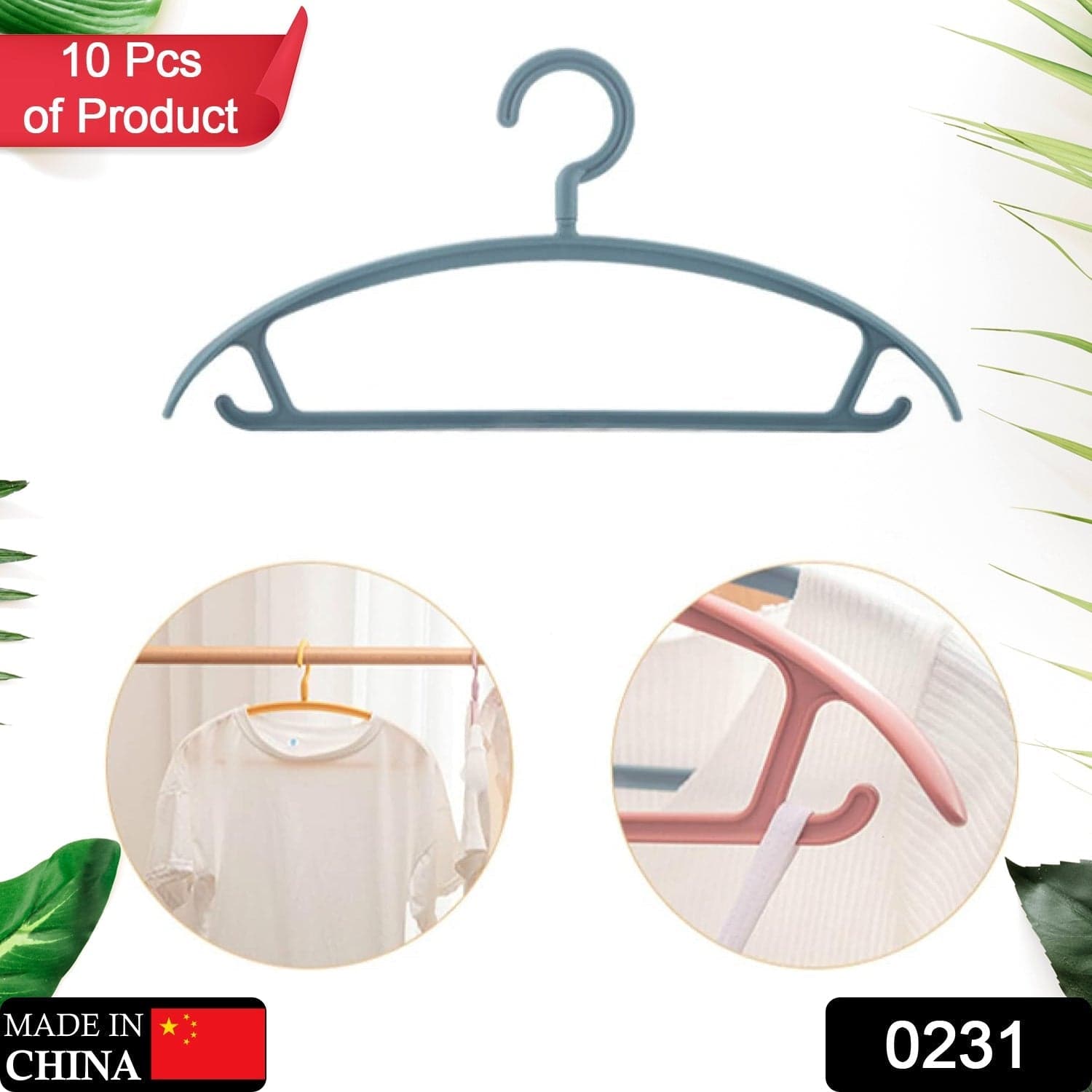 Plastic Clothes Hangers, Slim & Durable Space-Saving Hangers (10 Pack) thumbnail 3