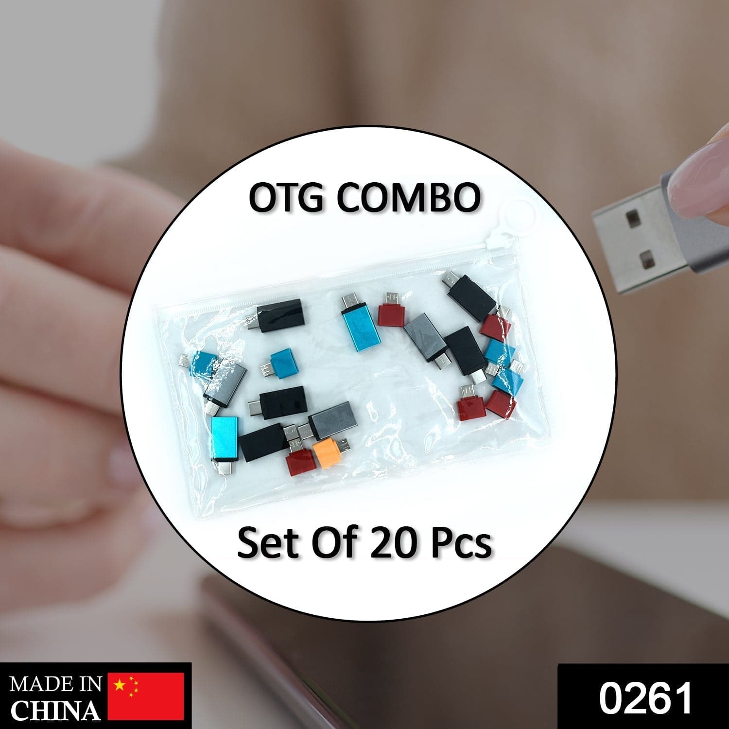 OTG Type C & USB to Micro USB Adapter for Android Mobile Smart Phones & Tablets With Zip Pouch (Pack of 20) thumbnail 2