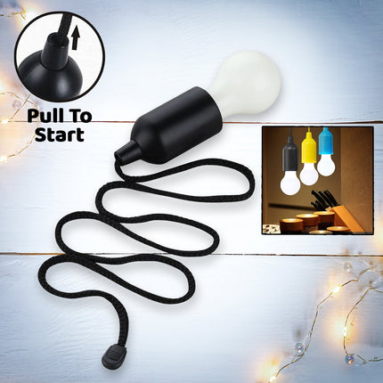 LED Pull Cord Light â€“ Hanging Black LED Bulb (1 Pc)