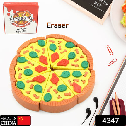 3D Pizza Slices Eraser Set â€“ Fancy & Colorful Stationery for Kids & Gifts (7 slice)