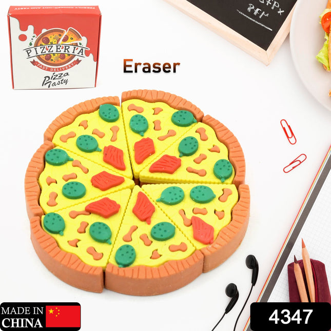 3D Pizza Slices Eraser Set â€“ Fancy & Colorful Stationery for Kids & Gifts (7 slice)