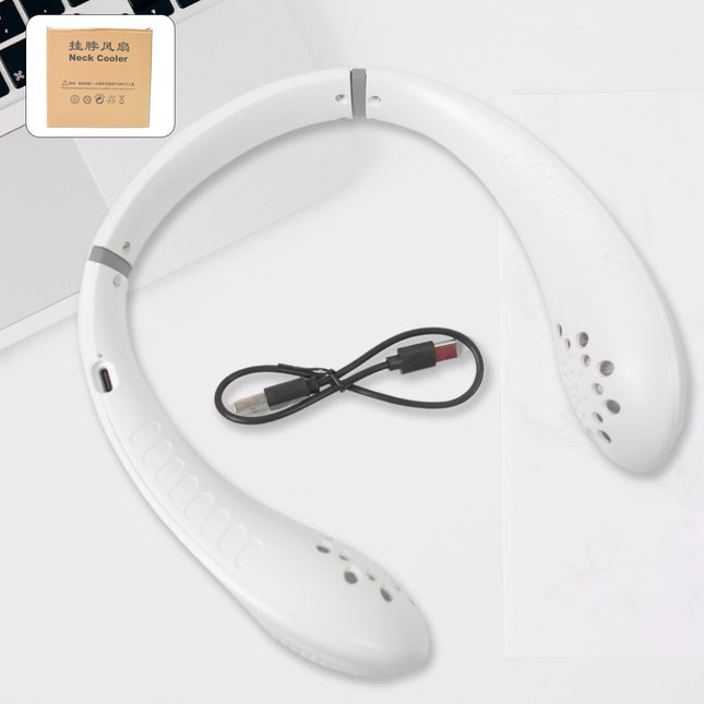 Portable USB Rechargeable Neck Fan â€“ Wearable, 3 Speeds, Headphone Design