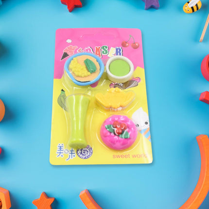 3D Mix Design Fancy & Stylish Colorful Erasers â€“ Cute Novelty Eraser Set for Kids & School Prize (1 Set)