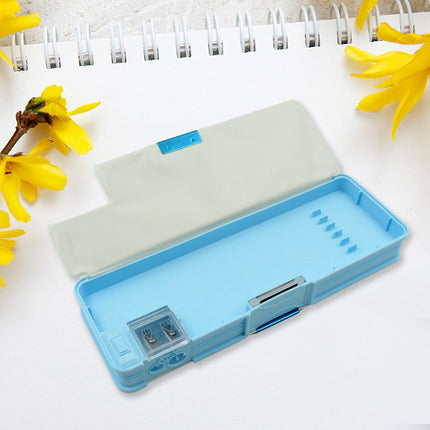 Plastic Multipurpose Compass Box â€“ Double Deck Pencil Case with 2 Compartments & Cartoon Organizer (1 Pc, Mix Design)