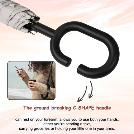 Foldable UV & Rain Umbrella with C-Shaped Handle â€“ Kids (1 Pc / Mix Color)