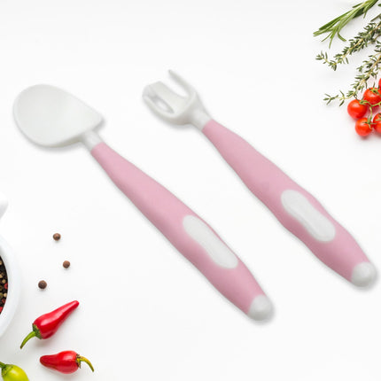 Silicone Bendable Kids Spoon & Fork Set â€“ Toddler Self-Feeding Utensils (2 Pc Set)