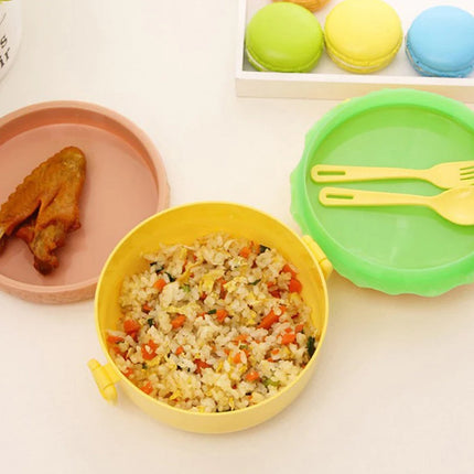 Burger Shape Lunch Box â€“ Double Layer 1000ml Food Container with 2 Spoons for Kids