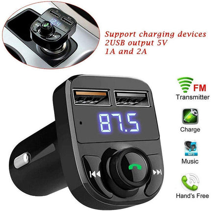 CAR-X8 Bluetooth FM Transmitter Kit for Hands-Free Call Receiver / Music Player / Call Receiver / Fast Mobile Charger Ports for All SmartphonesÂ with 3.1A Quick Charge Dual USB Car Charger