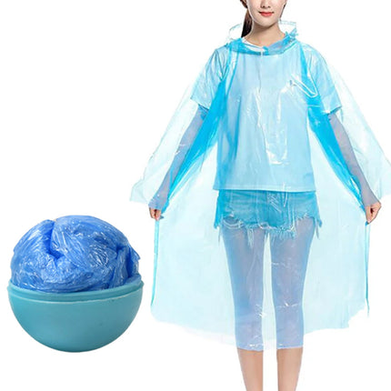 Disposable Kids Raincoat with Hood & Clip-On Storage Ball