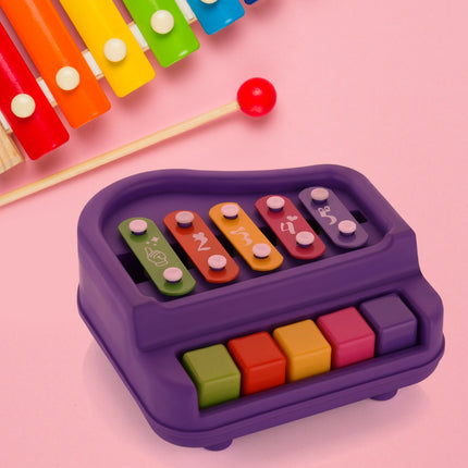 2 in 1 Baby Piano Xylophone Toy for Toddlers, 5 Multicolored Key Keyboard Xylophone Piano, Preschool Educational Musical Learning Instruments Toy for Baby Kids Girls Boys 3+ YearsÂ (1 Pc)