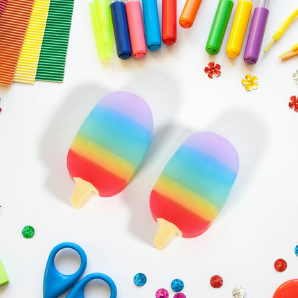 Jelly Popsicle Erasers â€“ Cute & Fancy Mini Erasers for Kids (2 Pc Set, Mix Design)