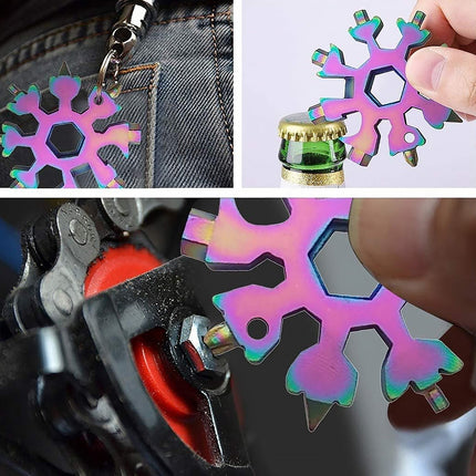 Durable & Portable 18-in-1 Snowflake Multi-Tool â€“ Bottle Opener, Screwdriver & Wrench Kit