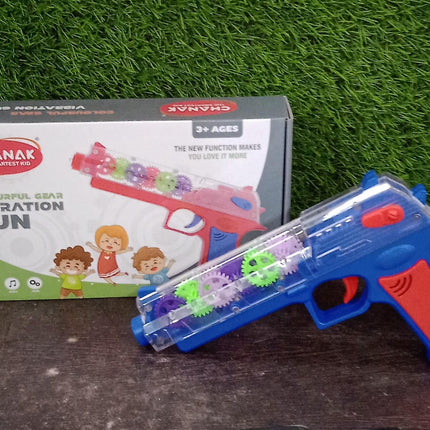 Plastic Gear Simulation Laser Toy Gun â€“ 3D Lights, Music & Rotating Gear (1 Pc, 3+ Years)
