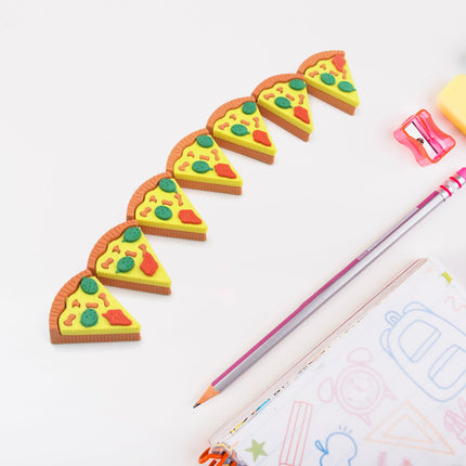 3D Pizza Slices Eraser Set â€“ Fancy & Colorful Stationery for Kids & Gifts (7 slice)