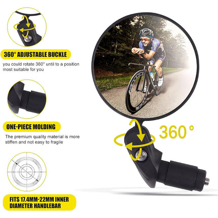 Bar End Bike Mirror: 360Â° Rotatable & Foldable (1 Pc)