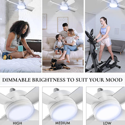 Original Cool LED Socket Fan Light â€“ Ceiling Fan Replacement, 1000 Lumens/5000K, Remote Controlled (Remote Battery Not Included)