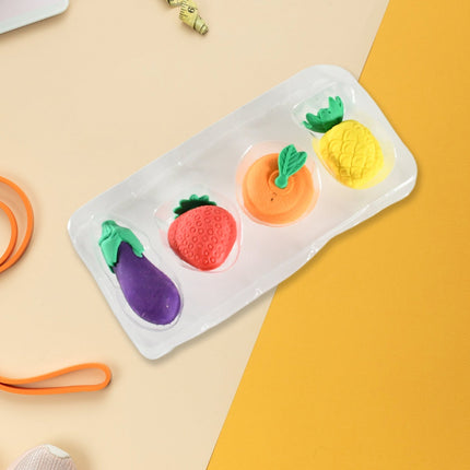 Mini Cute Veg & Fruit Erasers â€“ 3D Colorful Eraser Set for Kids (4 Pc)
