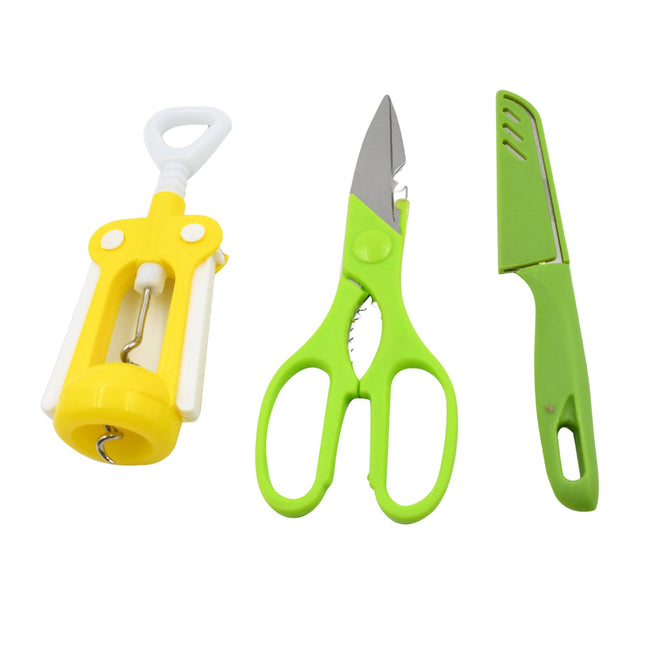 Multifunction Kitchen Tool Set â€“ Stainless Steel & Plastic Knife and Scissors