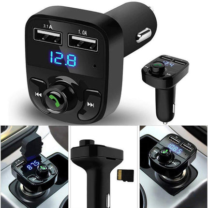 CAR-X8 Bluetooth FM Transmitter Kit for Hands-Free Call Receiver / Music Player / Call Receiver / Fast Mobile Charger Ports for All SmartphonesÂ with 3.1A Quick Charge Dual USB Car Charger