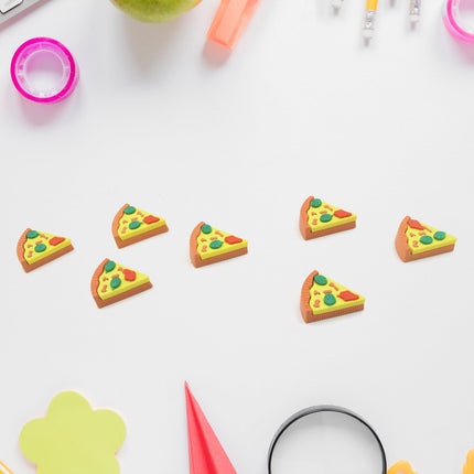 3D Pizza Slices Eraser Set â€“ Fancy & Colorful Stationery for Kids & Gifts (7 slice)