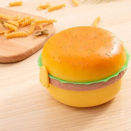 Burger Shape Lunch Box â€“ Double Layer 1000ml Food Container with 2 Spoons for Kids