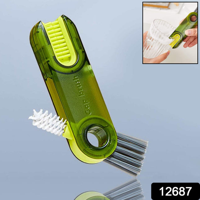 3-in-1 Multifunctional Bottle & Cup Cleaning Brush â€“ Lid & Cover Scrubber for Kitchen (1 Pc)