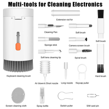 Keyboard Cleaner Kit, 20-in-1 Laptop Phone Screen Cleaning Kit, Keyboard Cleaning Kit with Electronic Cleaning Brush Spray for AirPods Pro,  iPhone Pro, Camera, Computer CleaningÂ 