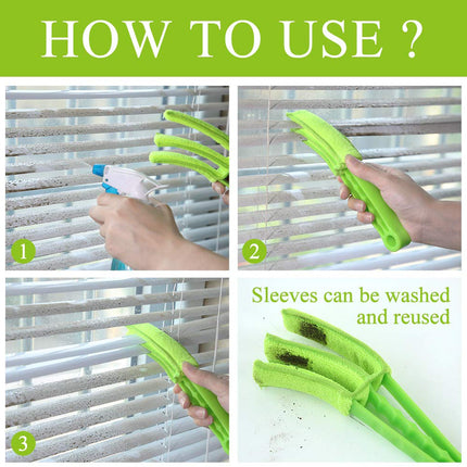 Window Blind Cleaner Brush with Microfiber Sleeves Dusting Tool for Shutters & AC (1 Pc)