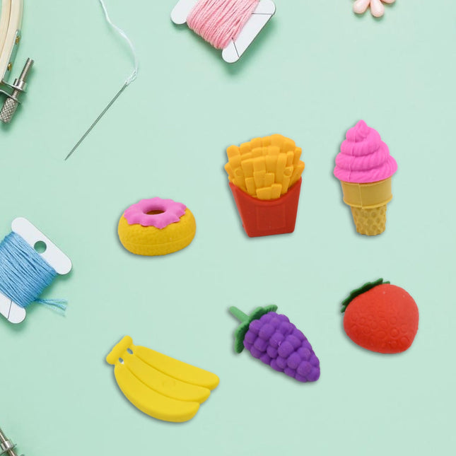 3D Food Fancy & Colorful Erasers â€“ Cute Novelty Eraser Set for Kids & School Prize (1 Set / Mix Design & Color)