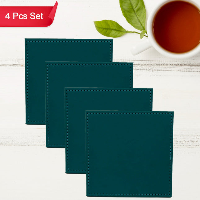 Square Leather Tea Coaster Set â€“ Durable Dining & Coffee Table Decor (4 Pc)