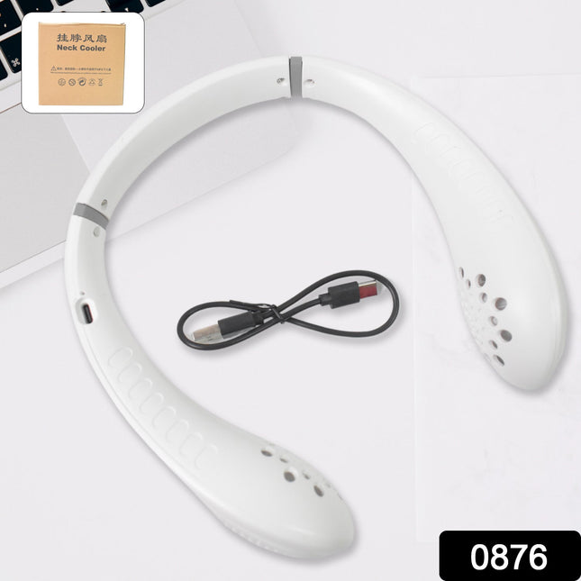 Portable USB Rechargeable Neck Fan â€“ Wearable, 3 Speeds, Headphone Design