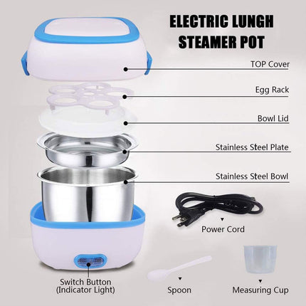 Electric Lunch Box Portable Food Warmer Food Heating Lunch Box Removable Food-Grade Stainless Steel Compartments, 220V 200W, for Car, Truck, officeÂ 