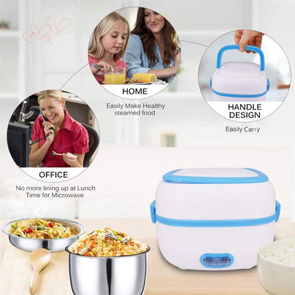 Electric Lunch Box Portable Food Warmer Food Heating Lunch Box Removable Food-Grade Stainless Steel Compartments, 220V 200W, for Car, Truck, officeÂ 